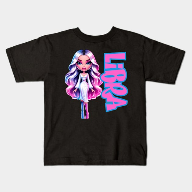 Libra Szn Dollz Zodiac Birthday Baddie Y2K Kids T-Shirt by Lavender Celeste